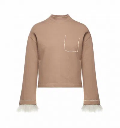 Sfizio Fur Sleeve Sweatshirt In Light Camel In Brown