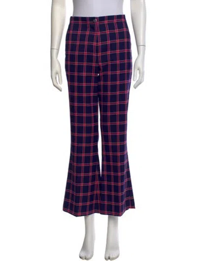 Pre-owned Sfizio Plaid Print Flared Pants In Purple