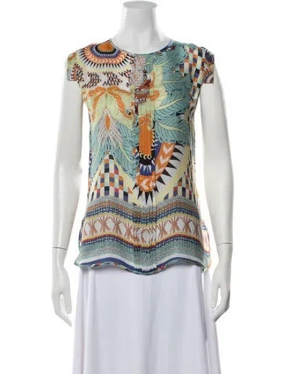 Pre-owned Sfizio Silk Crew Neck Top In White