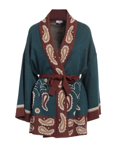 Sfizio Studio Woman Cardigan Deep Teal Size S Acrylic, Viscose, Wool In Green