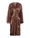 Sfizio Studio Woman Midi Dress Bronze Size 6 Polyester In Yellow