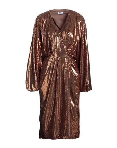 Sfizio Studio Woman Midi Dress Bronze Size 6 Polyester In Yellow