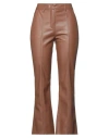Sfizio Studio Woman Pants Brown Size 10 Polyurethane, Polyester In Brown