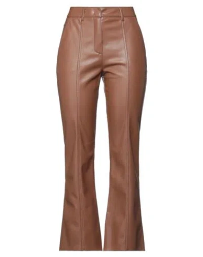 Sfizio Studio Woman Pants Brown Size 10 Polyurethane, Polyester