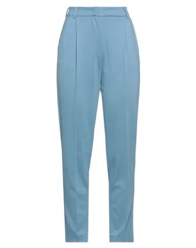 Sfizio Studio Woman Pants Pastel Blue Size 8 Viscose, Polyamide, Elastane