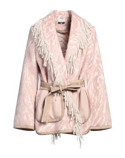 Sfizio Woman Cardigan Blush Size 4 Cotton, Virgin Wool, Polyester, Alpaca Wool, Polyamide In Pink