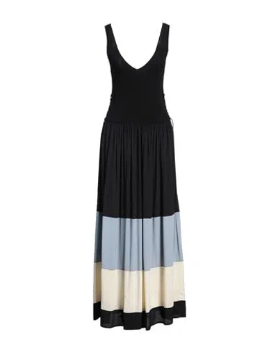 Sfizio Studio Woman Maxi Dress Black Size M Viscose, Polyester, Acetate, Silk