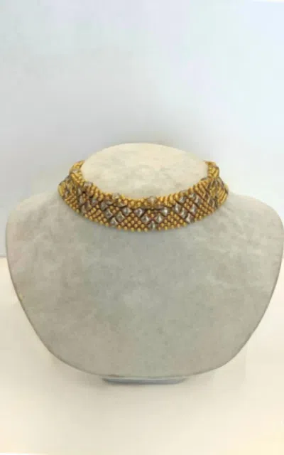 Sg Liquid Metal Antique Gold Choker In Antique Gold & Silver