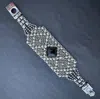 Sg Liquid Metal Antique Silver Bracelet With Black Square Inlay In Multi