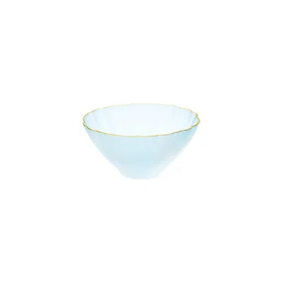Sghr Sugahara Kikka Handcrafted Glass Bowl With Gold Rim - White, Medium