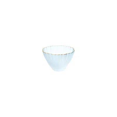 Sghr Sugahara Kikka Handcrafted Glass Bowl With Gold Rim - White, Small
