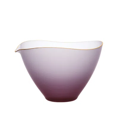 Sghr Sugahara Pink / Purple Saki Handcrafted Glass Sake Carafe/bowl With Gold Rim - Pink & Purple 4.4"