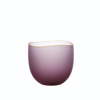 Sghr Sugahara Pink / Purple Saki Handcrafted Sake Glass With Gold Rim - Pink & Purple 2.6"