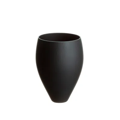 Sghr Sugahara Relax Handcrafted Matte Black Glass Vertically Elongated Small