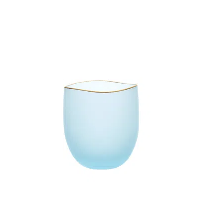 Sghr Sugahara Saki Handcrafted Sake Glass With Gold Rim - Frosted Blue, Extra Small