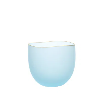 Sghr Sugahara Saki Handcrafted Sake Glass With Gold Rim - Frosted Blue, Small