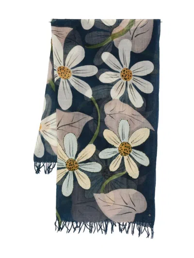 Sgombero Cantine Cassiopeia Blauer Schal Mit Gänseblümchen-print