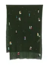 Sgombero Cantine Embroidered Motif Pegaso Scarf In Green