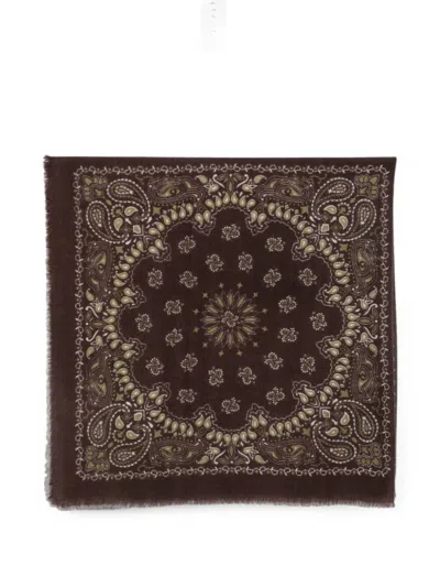 Sgombero Cantine Paisley-print Frayed Scarf In Brown