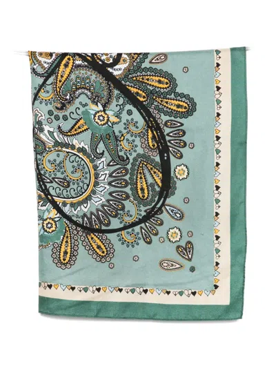 Sgombero Cantine Paisley-print Heart-motif Scarf In Green