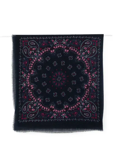 Sgombero Cantine Paisley-print Wool Scarf In White
