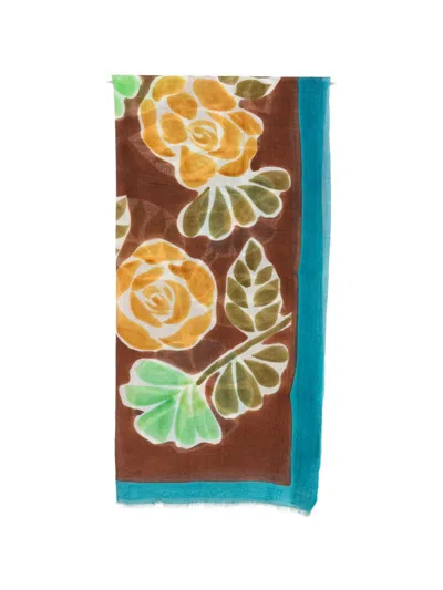 Sgombero Cantine Sciarpa Leggera Pesci Con Stampa Floreale Multicolore