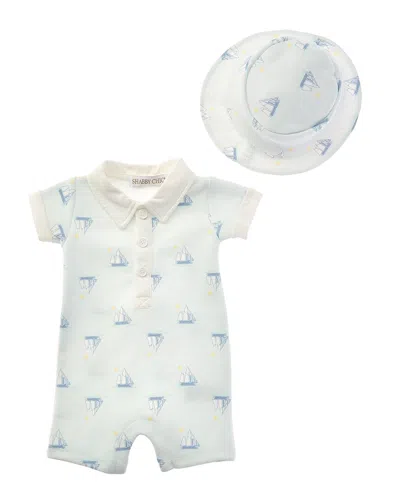 Shabby Chic Kids' 2pc Shortalls Set In White