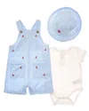 Shabby Chic 3pc Shortalls Set In Blue