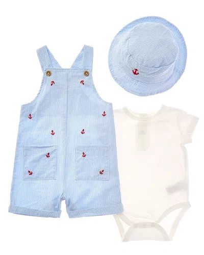 Shabby Chic Kids' 3pc Shortalls Set In Blue