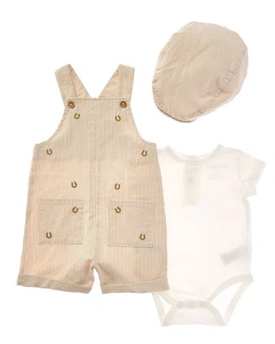 Shabby Chic Kids' 3pc Shortalls Set In Neutral