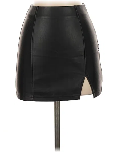 Pre-owned Shabby Chic Faux Leather Skirt In Black