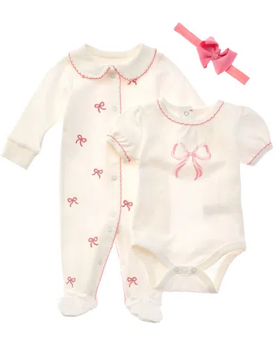 Shabby Chic Kids' Girl's 3pc Romper & Footie Set In White