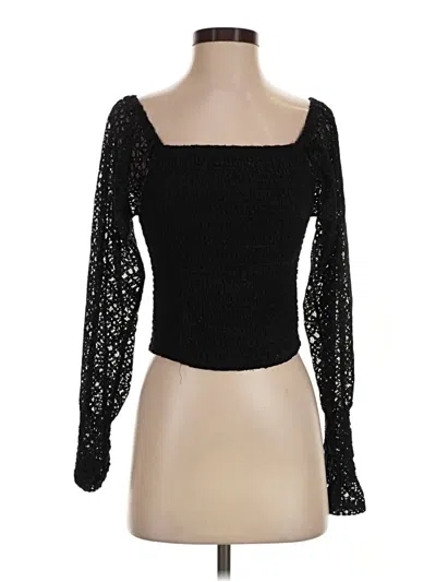 Pre-owned Shabby Chic Long Sleeve Top Black Sweetheart Neckline Tops