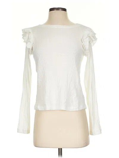 Pre-owned Shabby Chic Long Sleeve Top Ivory Ruffles Neckline Tops