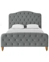 Shabby Chic Adilene Bed Diamond Tufted Headboard In Grey