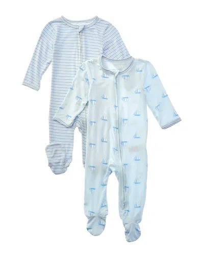 Shabby Chic Kids' Set Of 2 Footie Pajamas In Blue