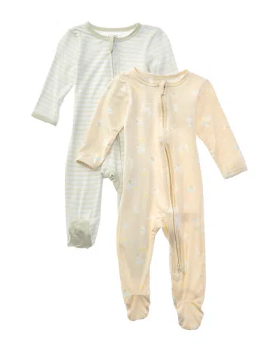 Shabby Chic Kids' Set Of 2 Footie Pajamas In Neutral