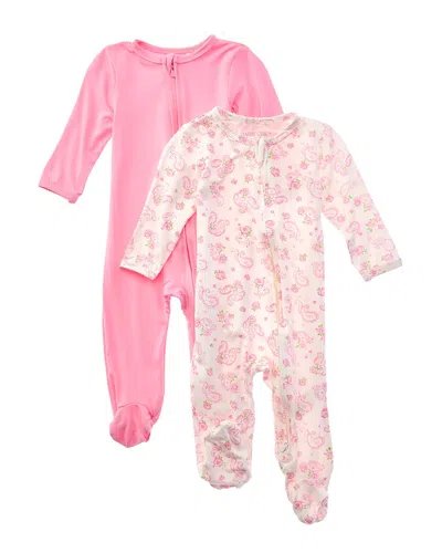 Shabby Chic Kids' Set Of 2 Footie Pajamas In Pink