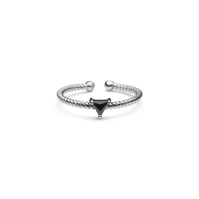 Shabella Nyc Women's Black / Silver Triangle Adjustable Ring Black In Multi