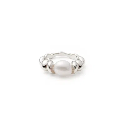 Shabella Nyc Women's Braided Pearl Ring Gold Silver In Neutral