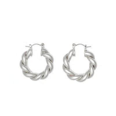 Shabella Nyc Women's Croissant Hoops Earrings Silver