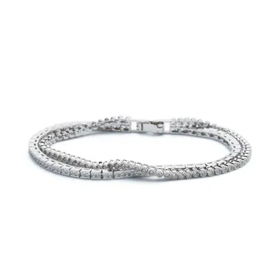 Shabella Nyc Women's Dual Chain Tennis Bracelet Silver