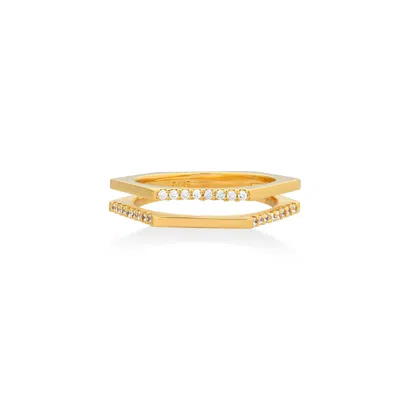Shabella Nyc Women's Dual Rectangular Ring Gold