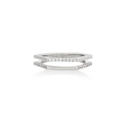 Shabella Nyc Women's Dual Rectangular Ring Silver