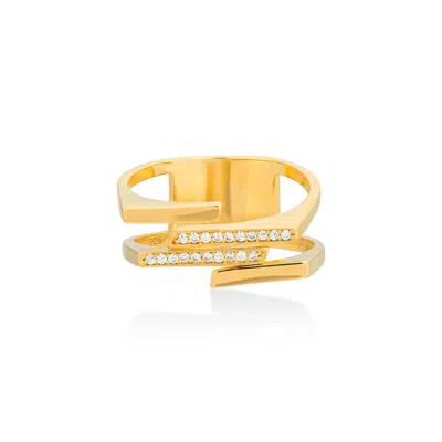 Shabella Nyc Women's Dual Rectangular Signet Gold