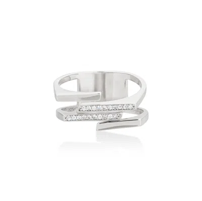 Shabella Nyc Women's Dual Rectangular Signet Silver