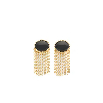 Shabella Nyc Women's Gold / Black Black Gem Earrings In Multi