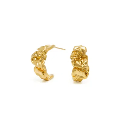 Shabella Nyc Women's Gold Crinkle Hoops Earings
