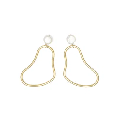 Shabella Nyc Women's Gold Pearl Hoop Earrings