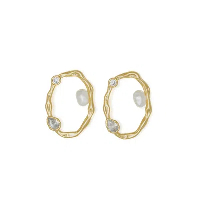 Shabella Nyc Women's Gold Pearl Mirror Earrings